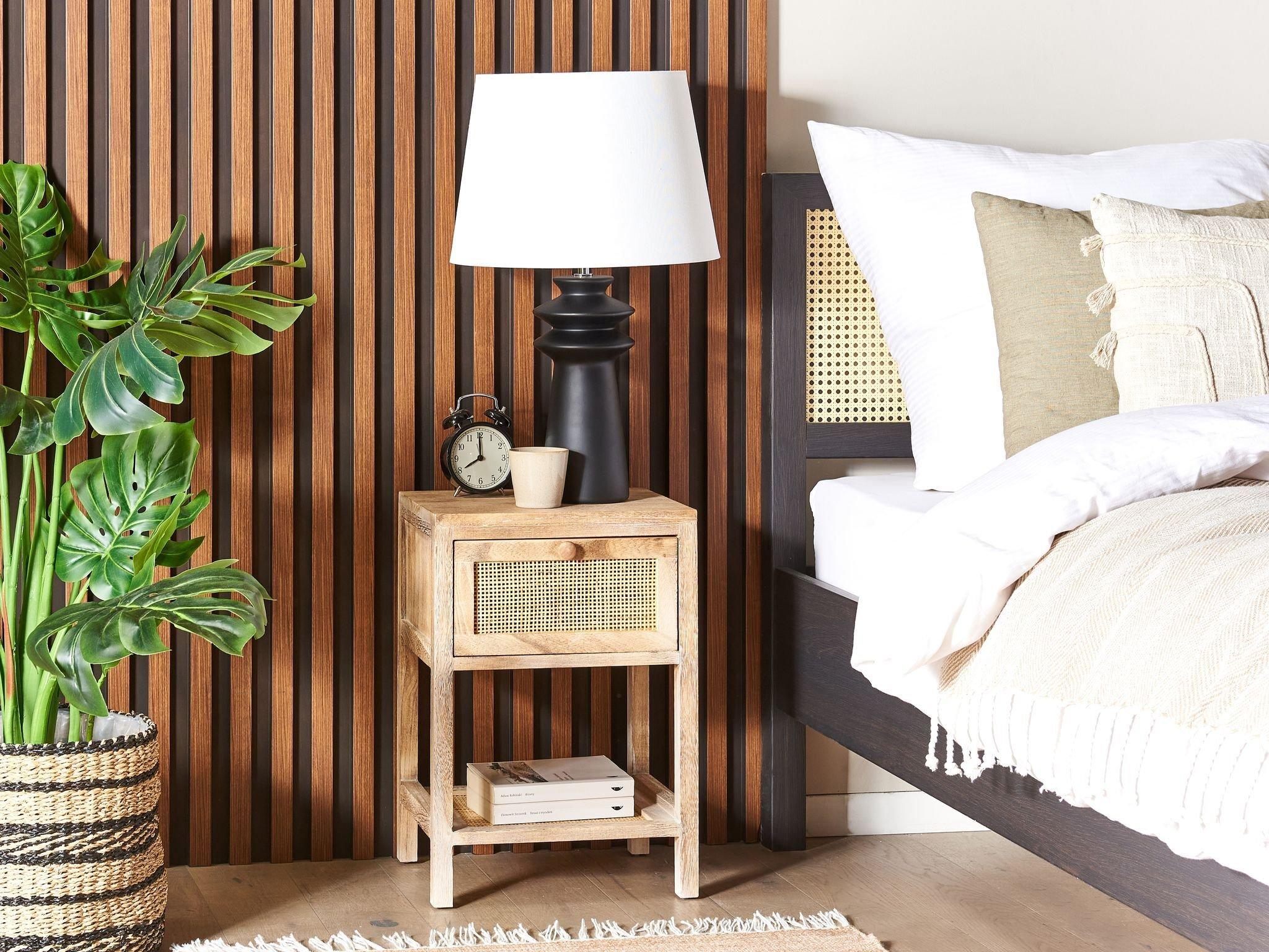 Beliani Comodino 1 cassetto en Legno di Paulownia Rustico ESTO  