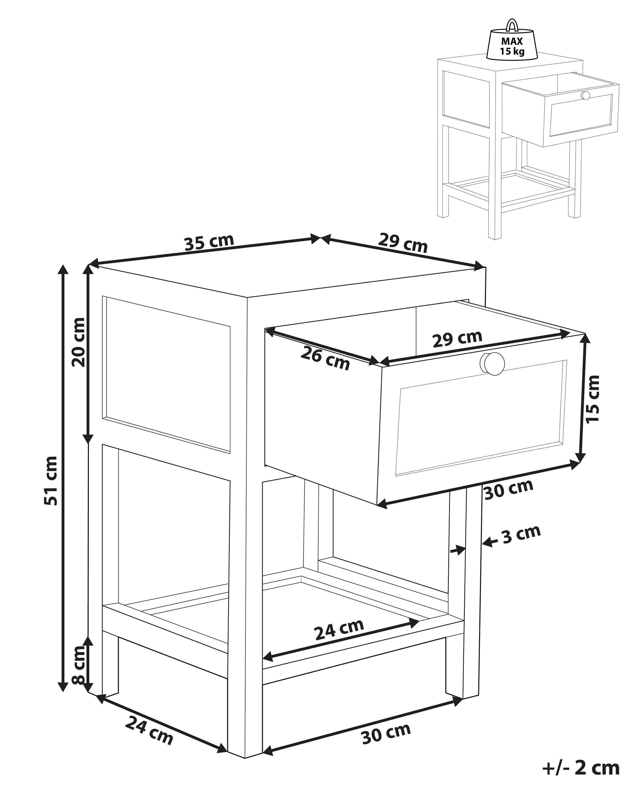 Beliani Table de chevet en Bois de paulownia Rustique ESTO  