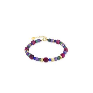 Luxenter  Bracciale in argento 925 con pietra naturale multicolore rifinita in oro giallo 18 carati - Asela 