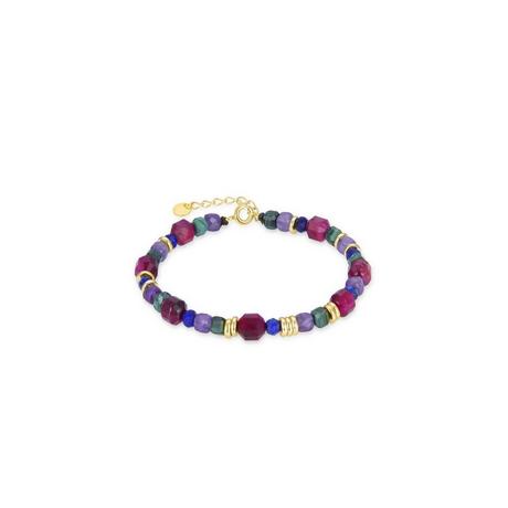 Luxenter  Bracciale in argento 925 con pietra naturale multicolore rifinita in oro giallo 18 carati - Asela 