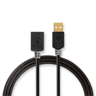 Nedis  Câble USB | USB 2.0 | USB-A mâle | USB-A femelle | 480 Mbps | Plaqué or | 3.00 m | Rond | PVC | Anthracite | Boîte 