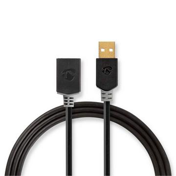 Câble USB | USB 2.0 | USB-A mâle | USB-A femelle | 480 Mbps | Plaqué or | 3.00 m | Rond | PVC | Anthracite | Boîte