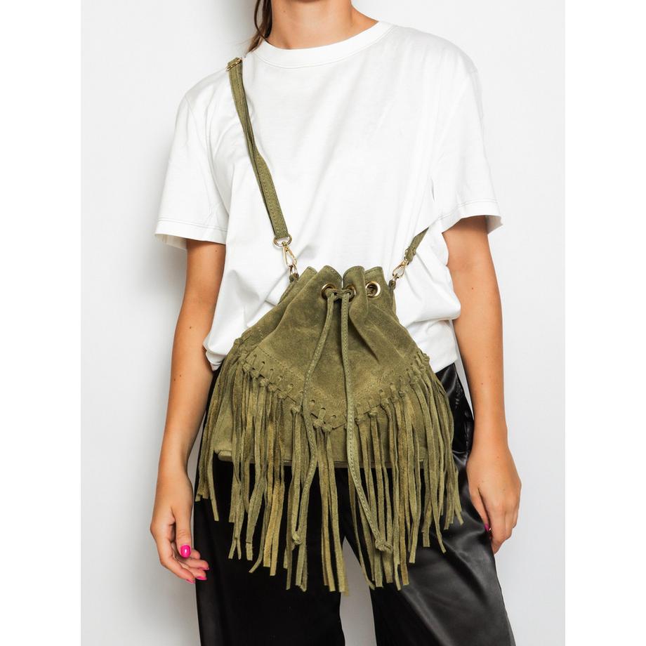 Gave Lux Sac seau Umbria Plus en daim avec franges  