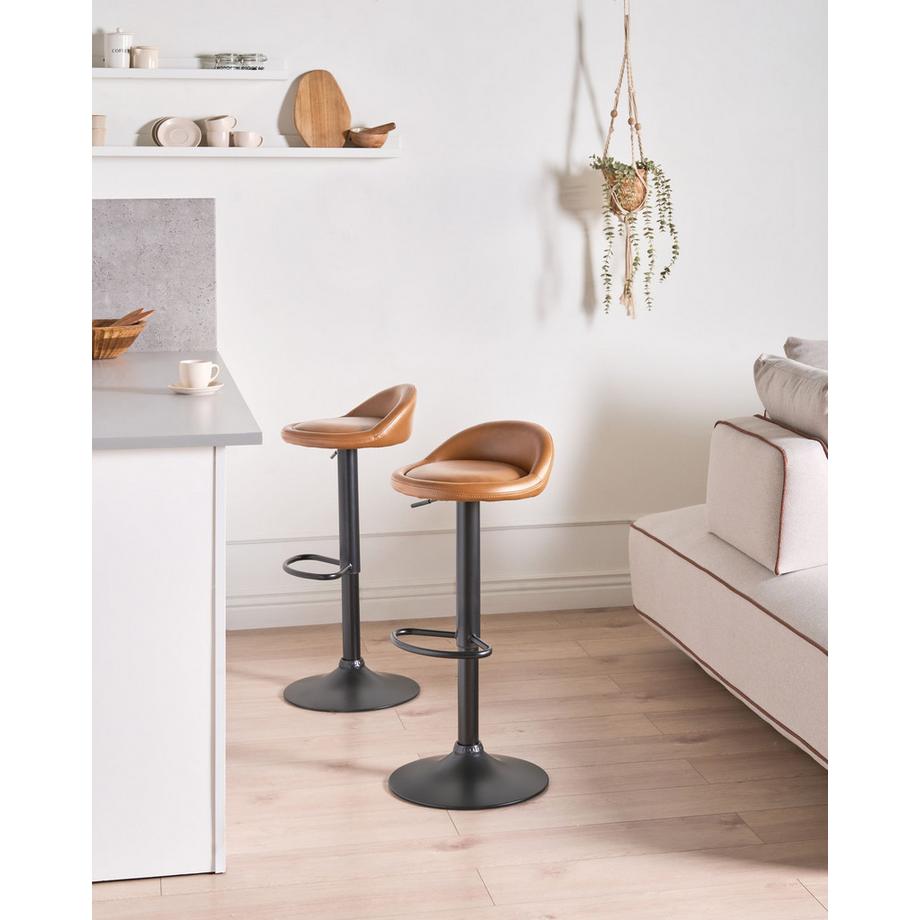Beliani Lot de 2 tabourets de bar en Cuir PU  MEEDER  
