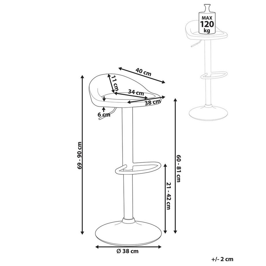 Beliani Lot de 2 tabourets de bar en Cuir PU  MEEDER  