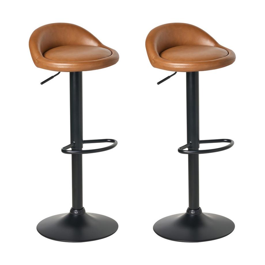 Lot de 2 tabourets de bar en Cuir PU  MEEDER