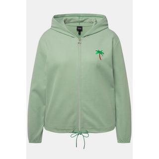 Ulla Popken  Veste à capuche en molleton piqué, broderie cactus 