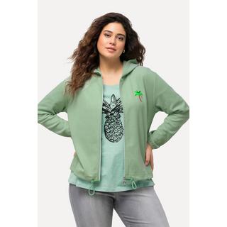 Ulla Popken  Veste à capuche en molleton piqué, broderie cactus 