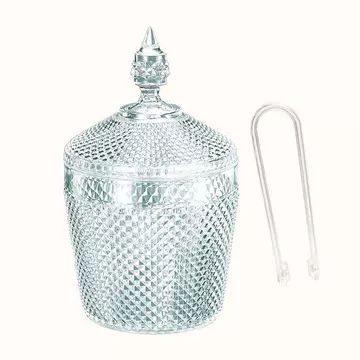 Seau a glace avec couvercle et pince transparent diamant