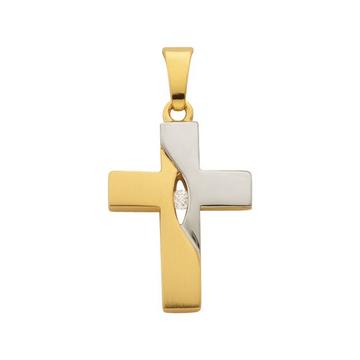 Anhänger Kreuz Gelbgold 750 Diamant 0.02ct. 22x12mm