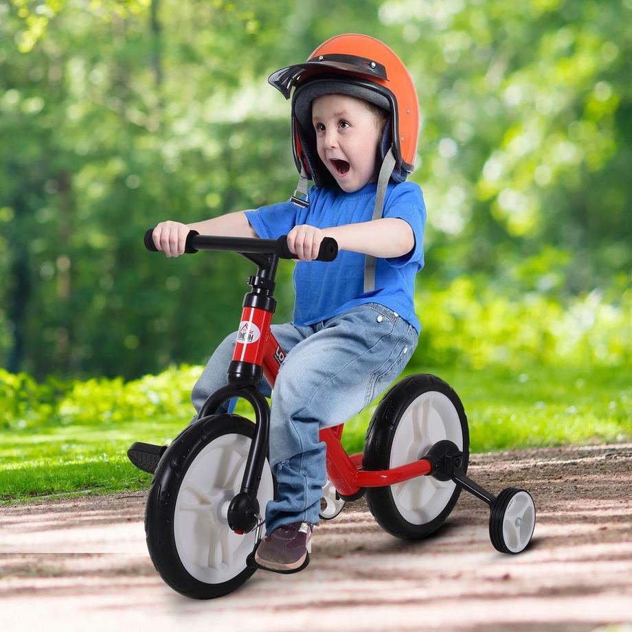 Northio  Bicicletta Senza Pedali Per Bambini Con Rotelle E Pedali, 2-5 Anni, Altezza Del Sedile Regolabile, Pp, Rossa 