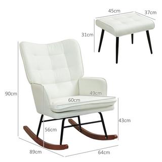 HOMCOM Schaukelstuhl mit Hocker  