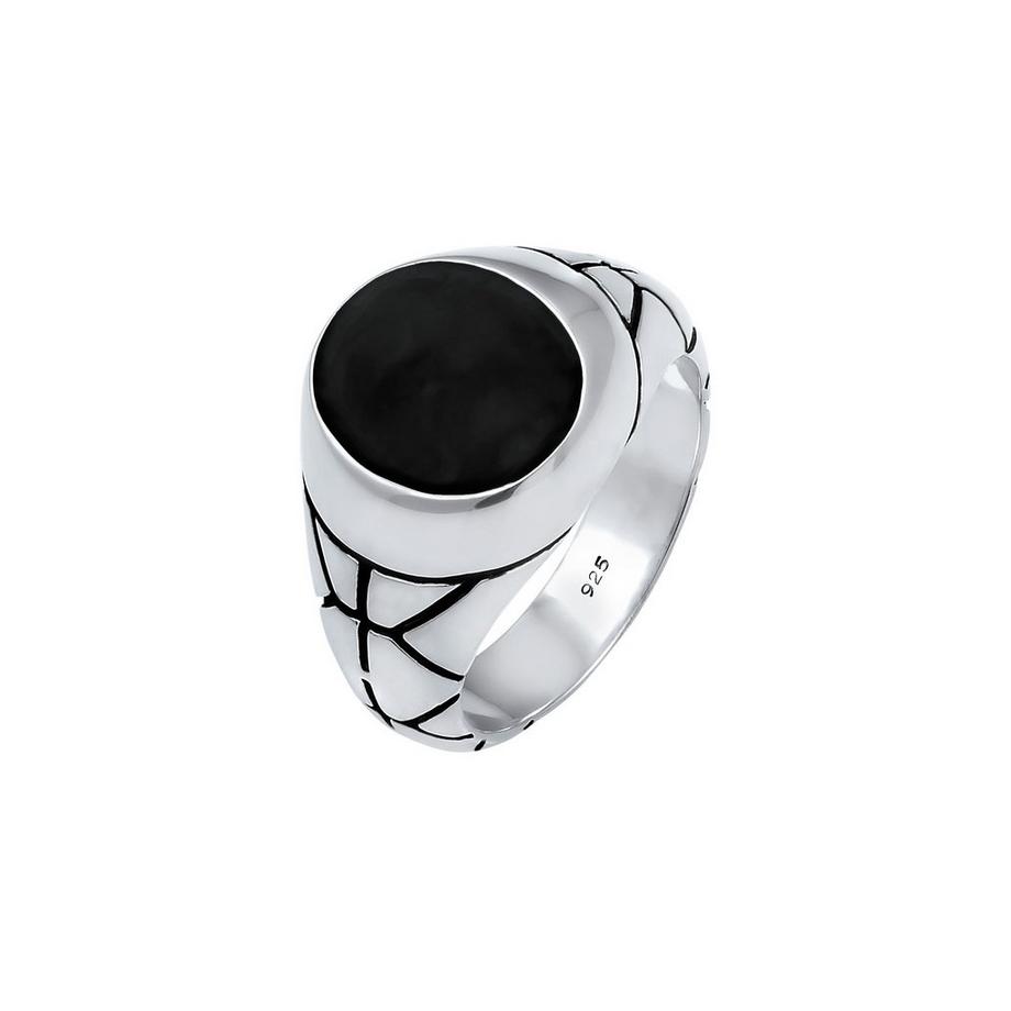 Ring Basic  Siegelring Oval Emaille 925Er Silber