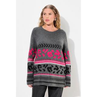 Ulla Popken  Pullover, Musterstreifen, Stehkragen, Langarm 