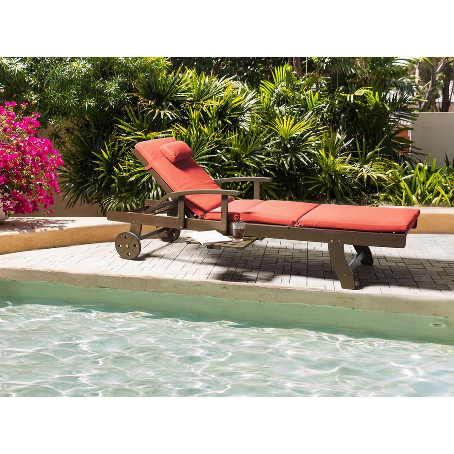 Beliani Sonnenliege mit Kissen aus Akazienholz  AMANTEA PREMIUM II  