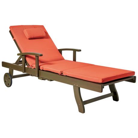 Beliani Sonnenliege mit Kissen aus Akazienholz Klassisch AMANTEA PREMIUM II  