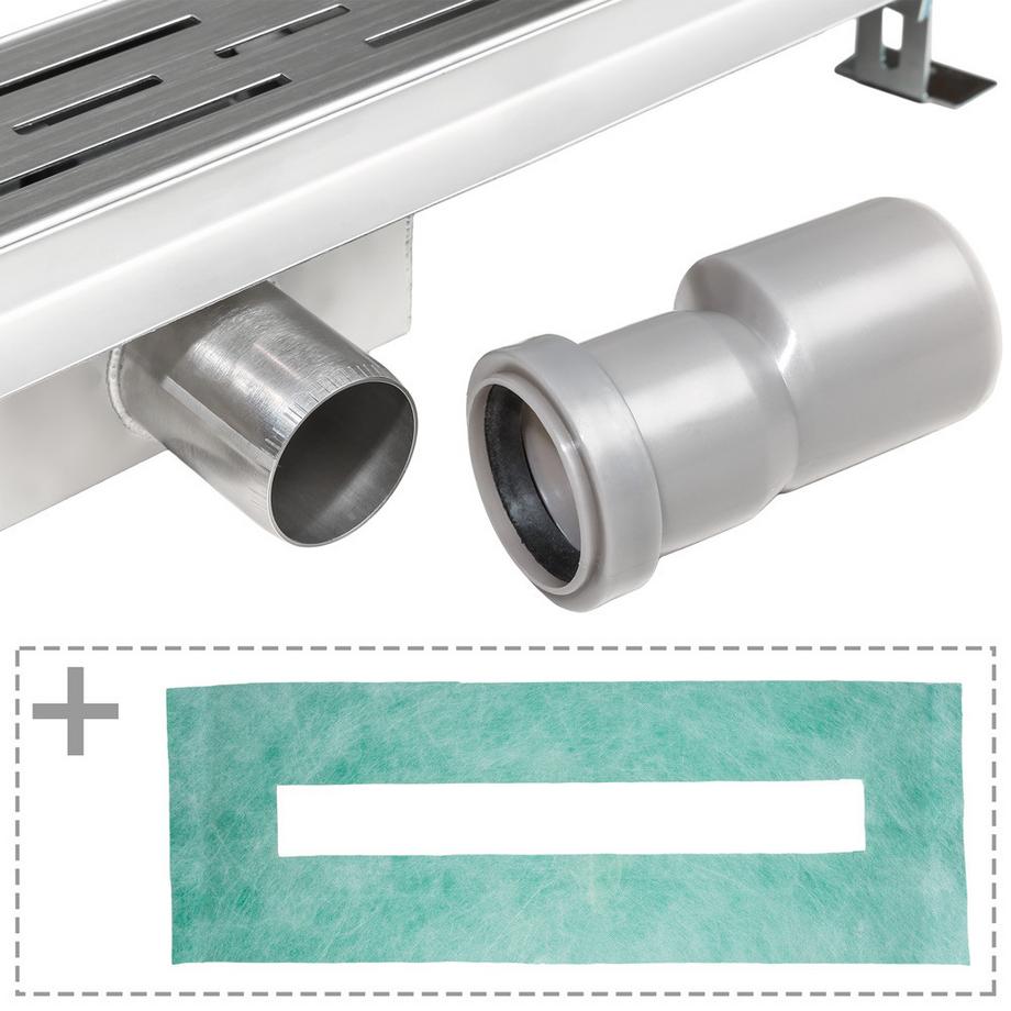 Tectake Caniveau de douche  en acier inoxydable  