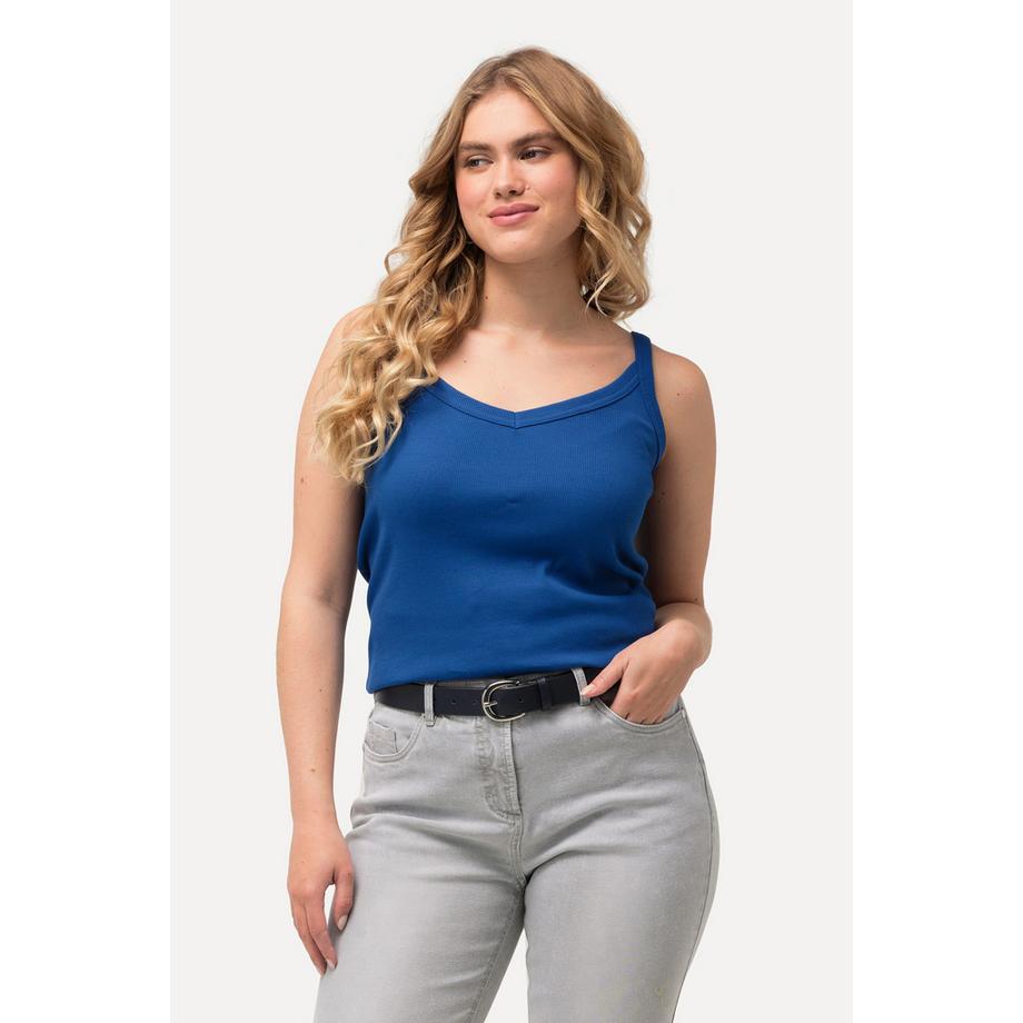 Ulla Popken Ripptop Slim Fit V-Ausschnitt ärmellos schmale Träger  