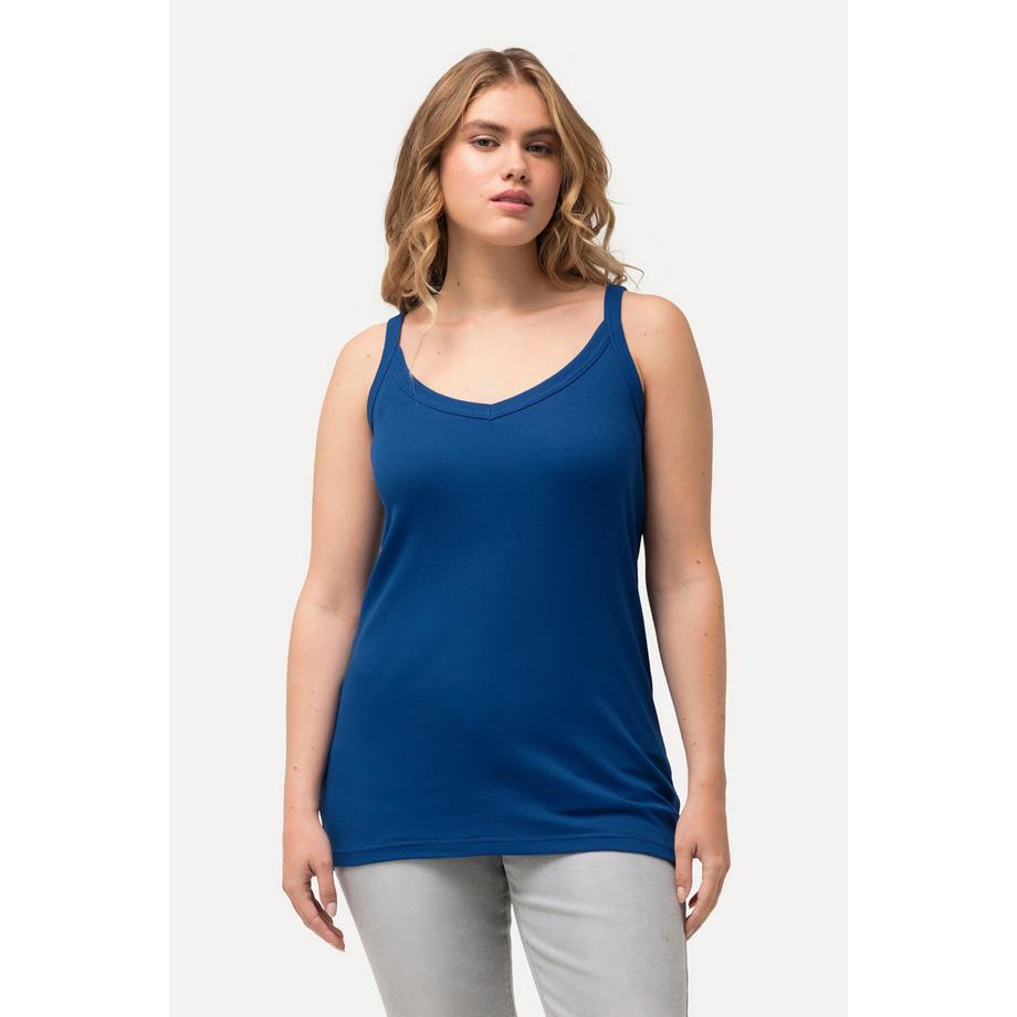 Ulla Popken Ripptop Slim Fit V-Ausschnitt ärmellos schmale Träger  