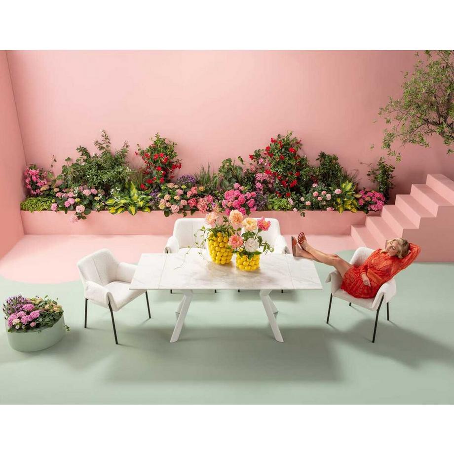 KARE Design Table à rallonges Xenia blanc 140(+30+30)x80  