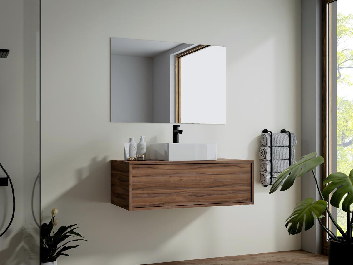 Vente-unique Mobile sotto lavabo sospeso 94 cm Naturale scuro - TEANA II  