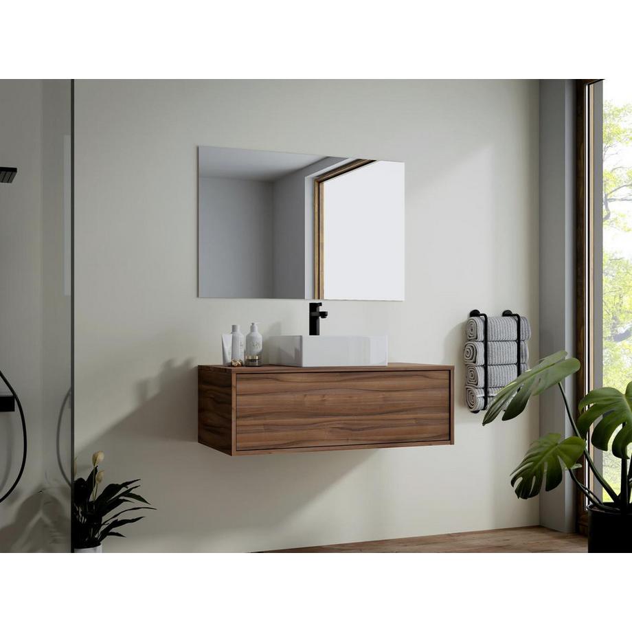 Vente-unique Mobile sotto lavabo sospeso 94 cm Naturale scuro - TEANA II  