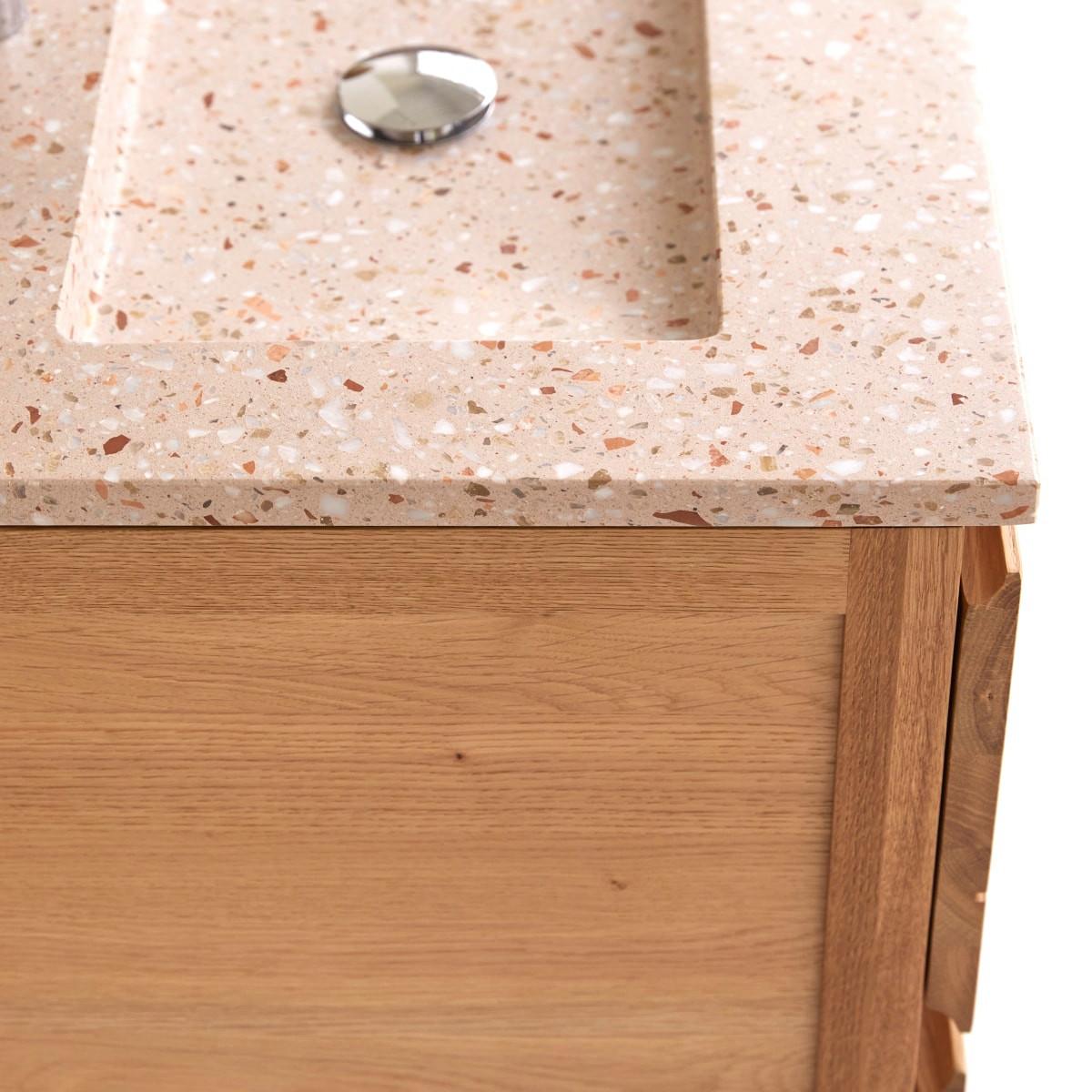 Tikamoon Meuble salle de bain en chêne massif et terrazzo premium pink 60 cm Easy  