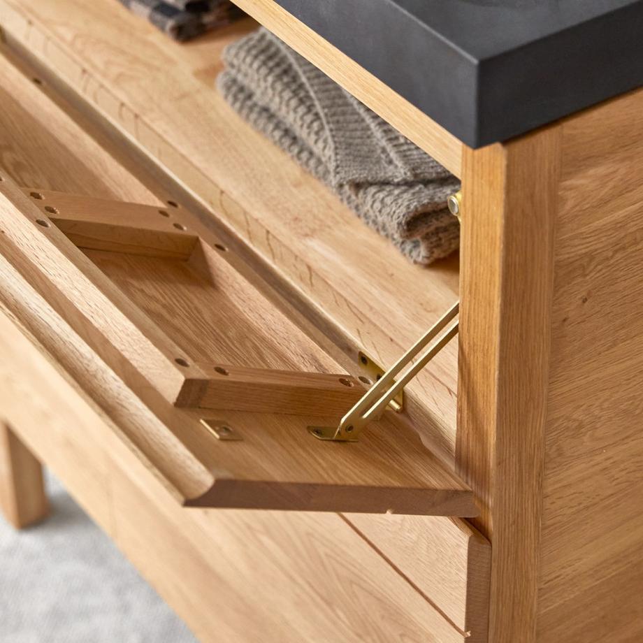 Tikamoon Meuble salle de bain en chêne massif et pierre de lave 80 cm Easy  