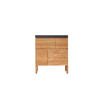 Meuble salle de bain en chêne massif et pierre de lave 80 cm Easy