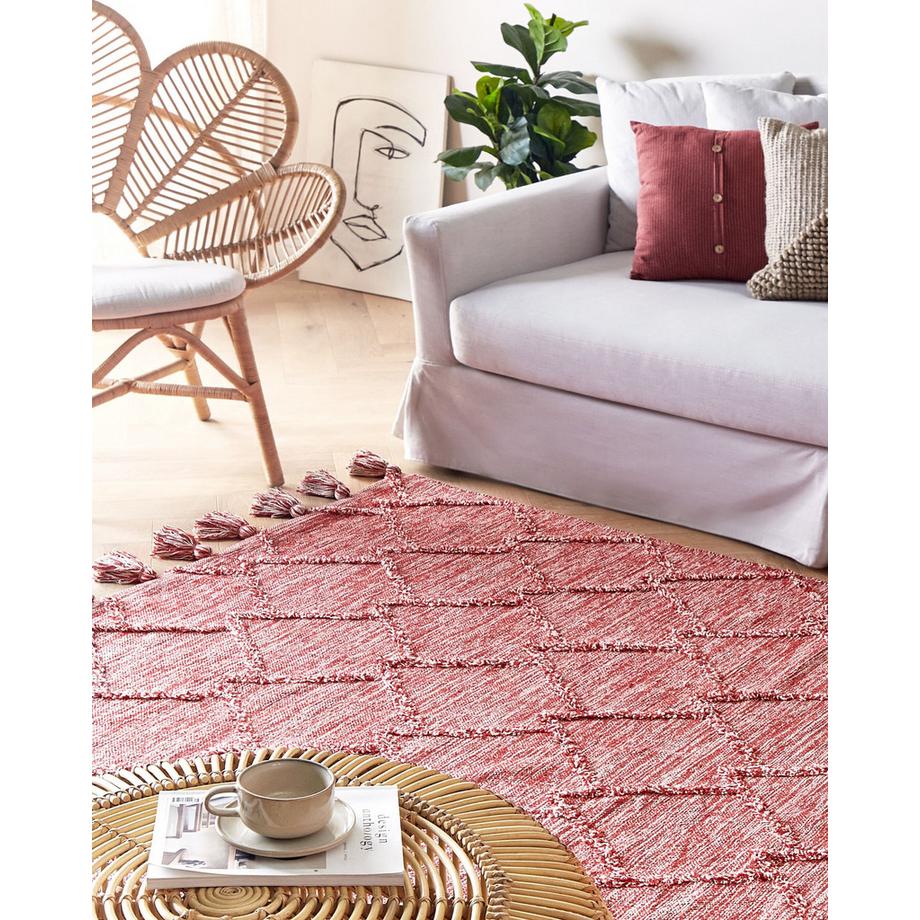 Beliani Tappeto en Cotone Boho NIGDE  