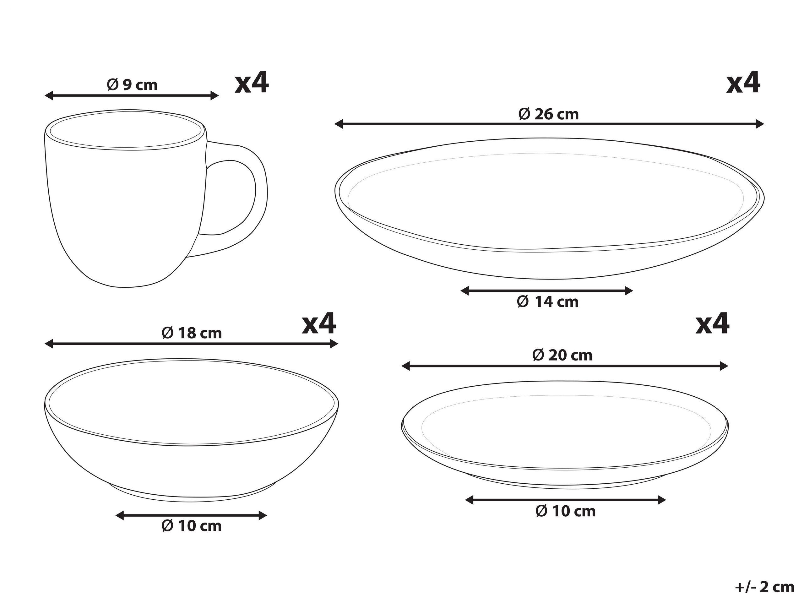 Beliani  Set de 16 couverts de table en Grès Traditionnel COSTMARY 