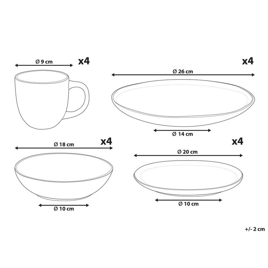 Beliani  16-teiliges Tafelservice aus Steinzeug Klassisch COSTMARY 