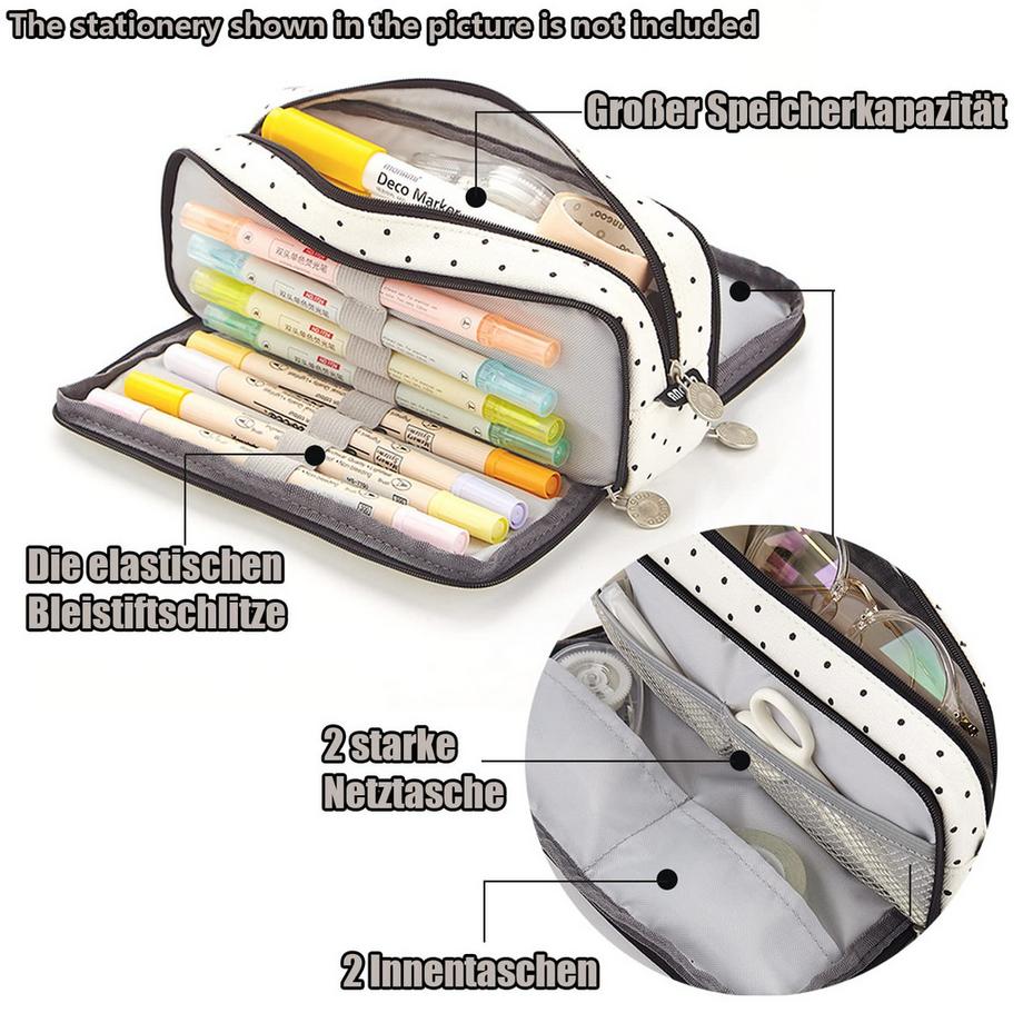 Only-bags.store Trousse à crayons Trousse à crayons pour adolescents 3 compartiments, Trousse à crayons de grande capacité pour l'école et le bureau  