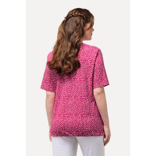 Ulla Popken  T-shirt con scollo a V, orlo elastico e mezze maniche 