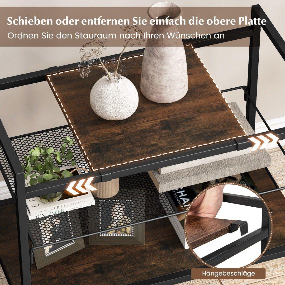 Northix Konsolentisch mit Ablageflächen Schmaler Konsole Beistelltisch 60 x 33,5 x 61 cm Rustikales Braun  