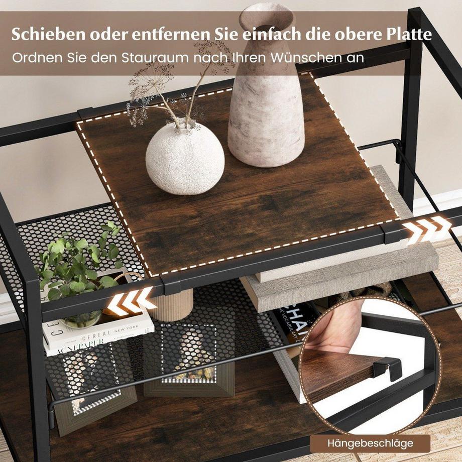 Northix Consolle con ripiani, consolle stretta, 60 x 33,5 x 61 cm, marrone rustico  