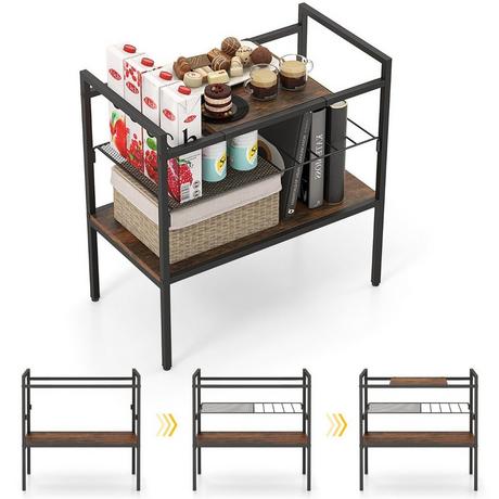 Northix Konsolentisch mit Ablageflächen Schmaler Konsole Beistelltisch 60 x 33,5 x 61 cm Rustikales Braun  