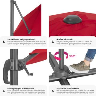 Tectake Ombrellone Daria con involucro protettivo e pedale, Ø 300 cm  