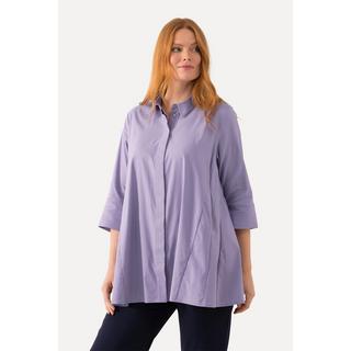 Ulla Popken  Chemisier avec plis godet. Col chemise et manches 3/4, ligne A 