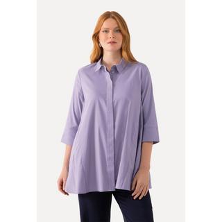 Ulla Popken  Chemisier avec plis godet. Col chemise et manches 3/4, ligne A 