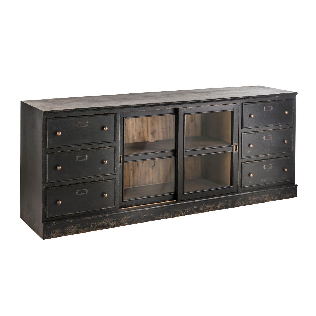 Calicosy Buffet en bois massif et verre  - AMSTERDAM  