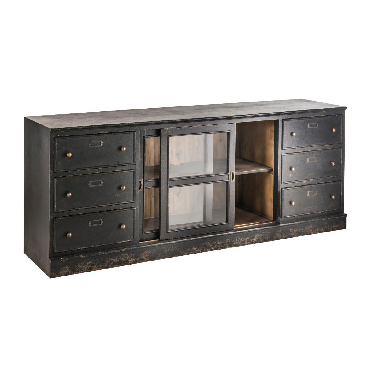 Calicosy Buffet en bois massif et verre  - AMSTERDAM  