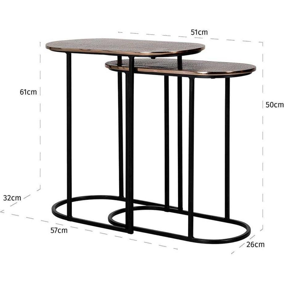 mutoni Table d&#039;appoint Chandon or 52 (lot de 2)  