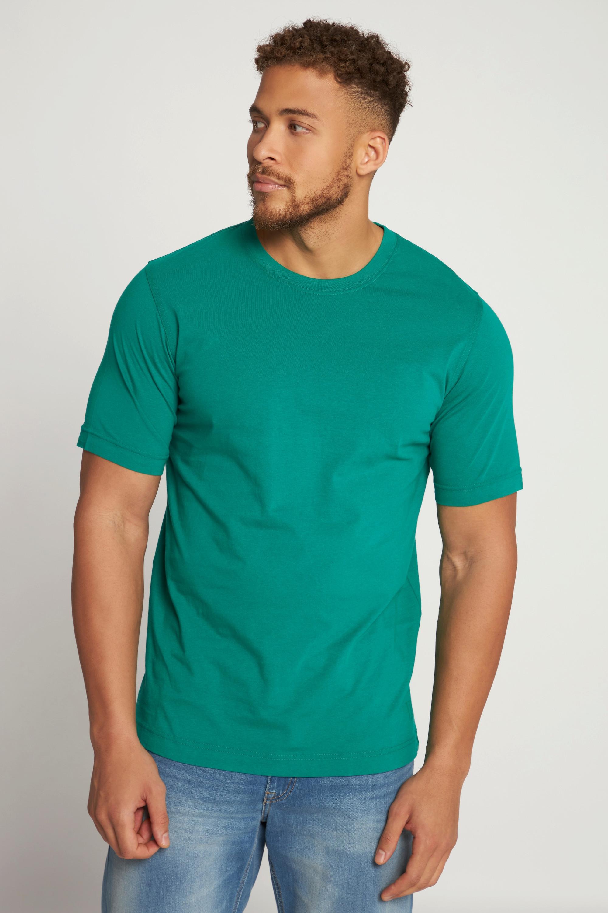 JP1880  T-shirt Basic en coton peigné, col rond vert bouteille 