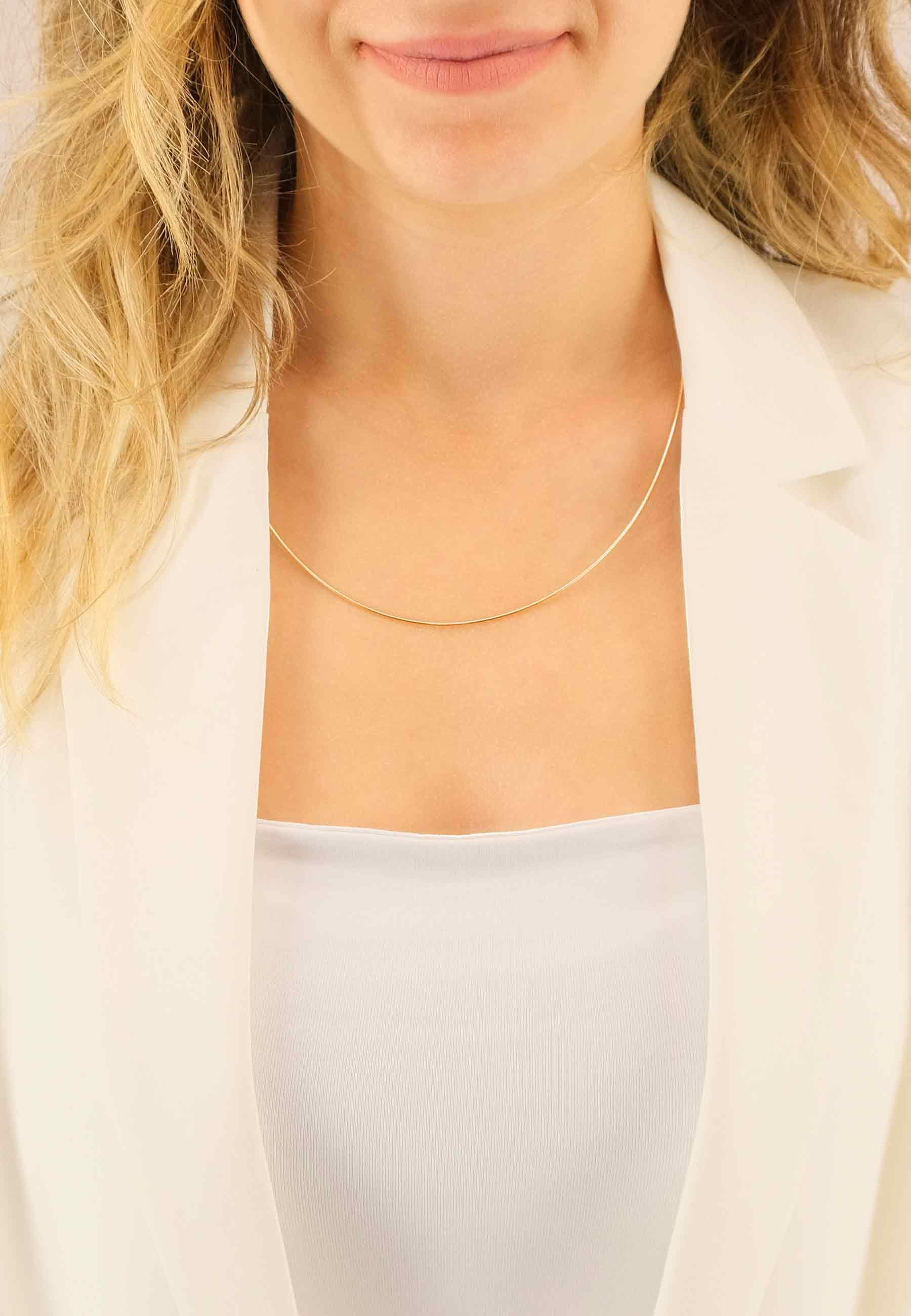 MUAU Schmuck  Collier Omega Glied Rotgold 750, 1mm, 50cm 