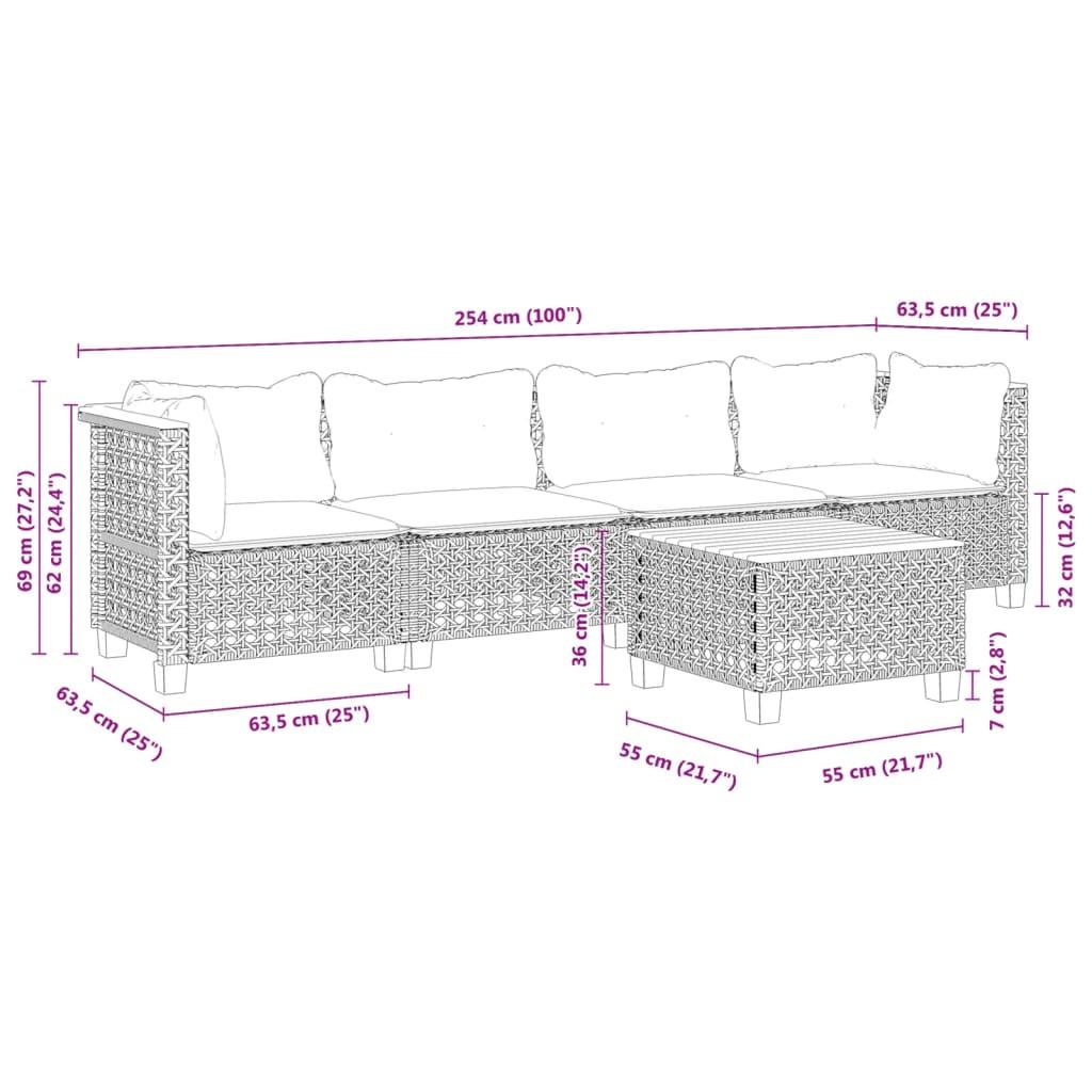 VidaXL set divano da giardino Polirattan  