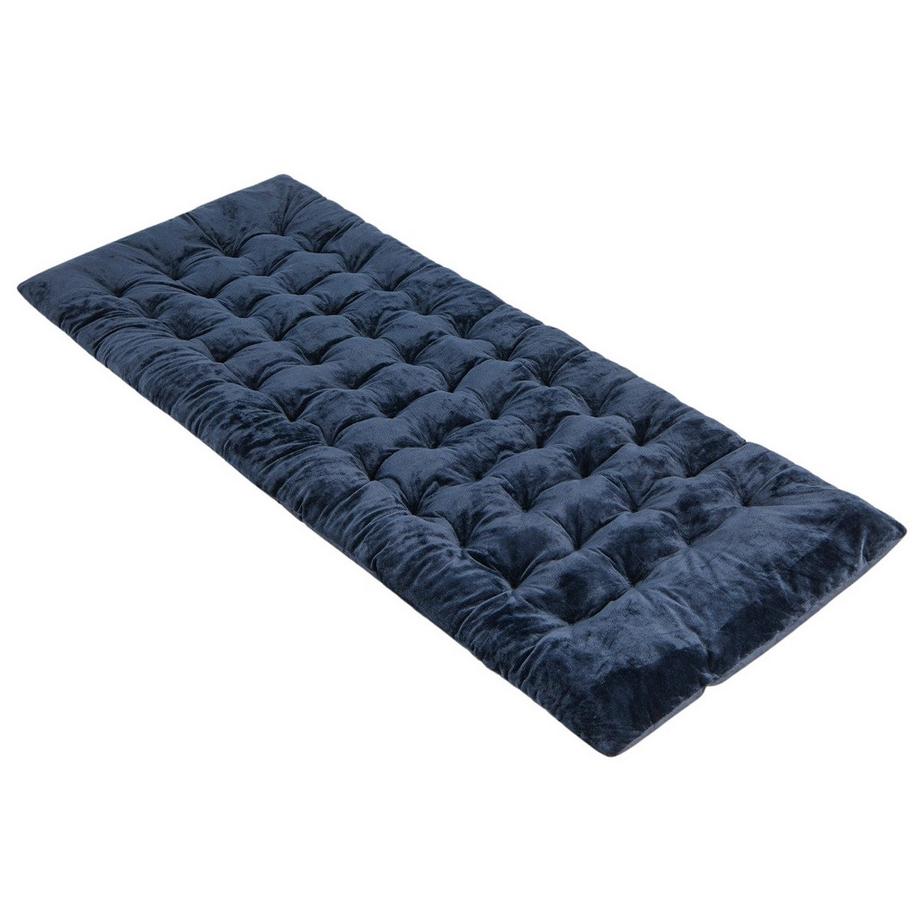 Northix  Coussin pour lit de camp en coton 190 x 70 cm Matelas épaisseur 7 cm avec 4 sangles de fixation bleu 