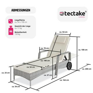 Tectake Sonnenliege Rattan mit Rollen  