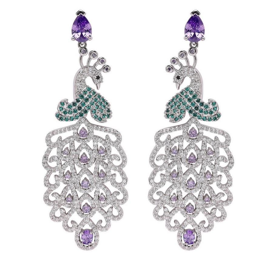 Diva Boucles d'oreilles goutte paon magnifiques