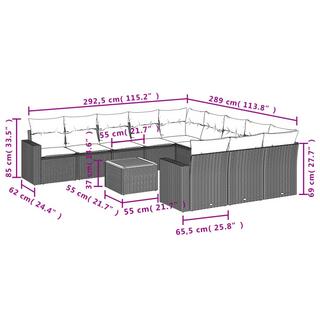 VidaXL Ensemble de canapés de jardin rotin synthétique  